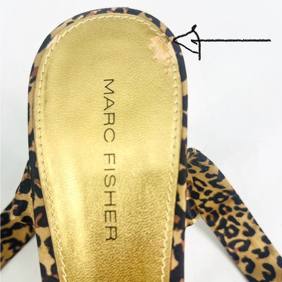 🔥 Sexy Marc Fisher Leopard Animal Print Satin Wrap Around Heels 7.5 flawed* - Picture 11 of 14